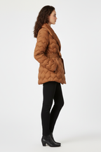 Women’s Down Coat with Belted Waist and Deep Pockets