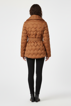 Women’s Down Coat with Belted Waist and Deep Pockets