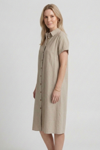 Women’s Dress with Button Placket and Short Sleeves