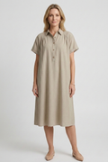 Women’s Dress with Button Placket and Short Sleeves