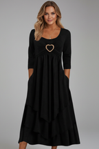 Women’s Dress with Heart Detail and Long Sleeves