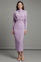 Women’s Dress with High Neckline and Long Sleeves