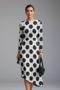 Women’s Dress with Long Sleeves and Irregular Printed Hem