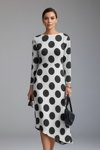 Women’s Dress with Long Sleeves and Irregular Printed Hem