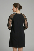 Women’s Dress with Round Neck and Lace Sleeves