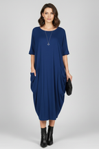 Women’s Dress with Round Neck and Short Sleeves