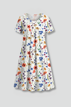 Women’s Dress with Round Neck and Short Sleeves