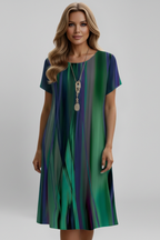 Women’s Dress with Round Neck and Short Sleeves