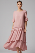 Women’s Dress with Round Neckline and Short Sleeves