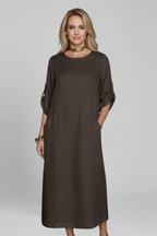 Women’s Dress with Round Neckline and Side Pockets