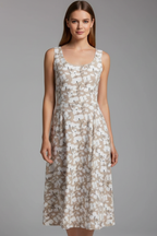 Women’s Dress with Round Neckline and Sleeveless Cut