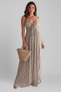 Women’s Dress with Spaghetti Straps and Pleated Surface