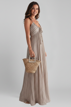 Women’s Dress with Spaghetti Straps and Pleated Surface
