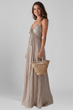 Women’s Dress with Spaghetti Straps and Pleated Surface