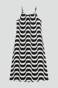 Women’s Dress with Spaghetti Straps and Wave Pattern