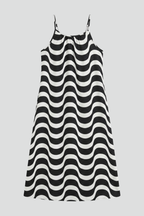 Women’s Dress with Spaghetti Straps and Wave Pattern