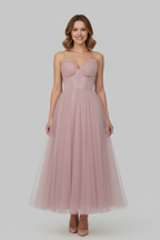 Women’s Dress with Strapless Bodice and Tulle Skirt