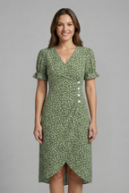 Women’s Dress with V-Neck and Button Front