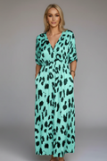 Women’s Dress with V-Neck and Printed Surface
