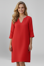 Women’s Dress with V-Neck and Three-Quarter Sleeves