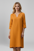 Women’s Dress with V-Neck and Three-Quarter Sleeves