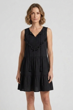 Women’s Dress with V-Neck and Tiered Hem