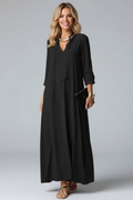 Women’s Dress with V-Neckline and Long Sleeves