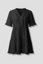 Women’s Dress with V Neck and Ruffle Detail