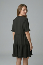 Women’s Dress with V Neck and Ruffle Detail