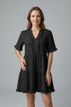 Women’s Dress with V Neck and Ruffle Detail