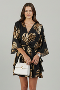 Women’s Dress with V Neck and Ruffled Hem
