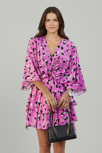 Women’s Dress with V Neck and Ruffled Hem