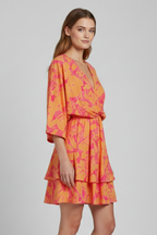 Women’s Dress with V Neck and Ruffled Hem