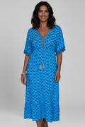 Women’s Dress with V Neck and Short Sleeves