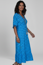 Women’s Dress with V Neck and Short Sleeves