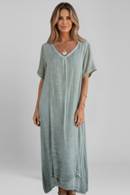 Women’s Dress with V Neck and Short Sleeves