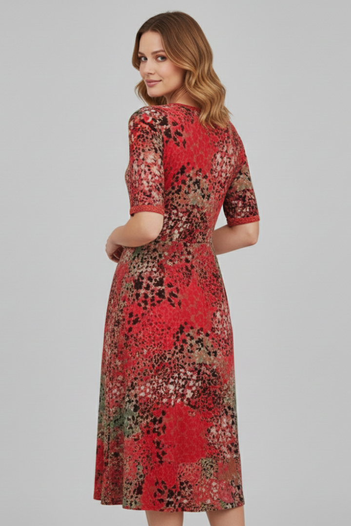 Women’s Dress with V Neck and Short Sleeves