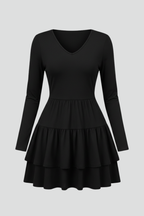 Women’s Dress with V Neck and Tiered Skirt