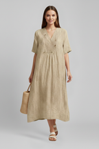 Women’s Dress with V Neckline and Short Sleeves