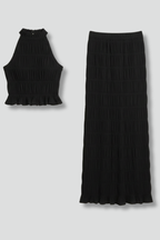 Women’s Halter Top and Maxi Skirt with Tie Back and Tiered Hem