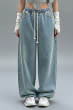 Women’s High-Waist Jeans with Pockets and Stretch Denim