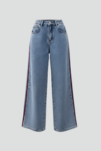 Women’s High-Waist Straight-Leg Trousers with Button Fly and Non-Stretch Surface