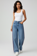 Women’s High-Waist Straight-Leg Trousers with Button Fly and Non-Stretch Surface