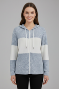 Women’s Hooded Jacket with Zipper and Ribbed Panels