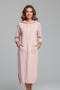 Women’s Hoodie Dress with Drawstring Hem and Kangaroo Pocket