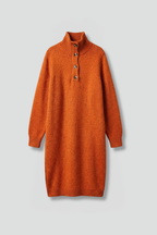 Women’s Jumper Dress with High Neck and Button Placket