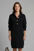 Women’s Jumper Dress with High Neck and Button Placket