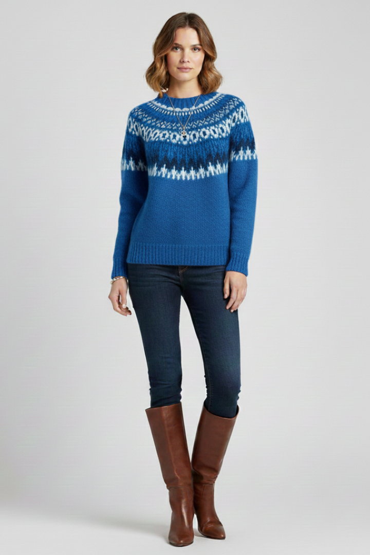 Women’s Jumper with Crew Neck and Ribbed Hem