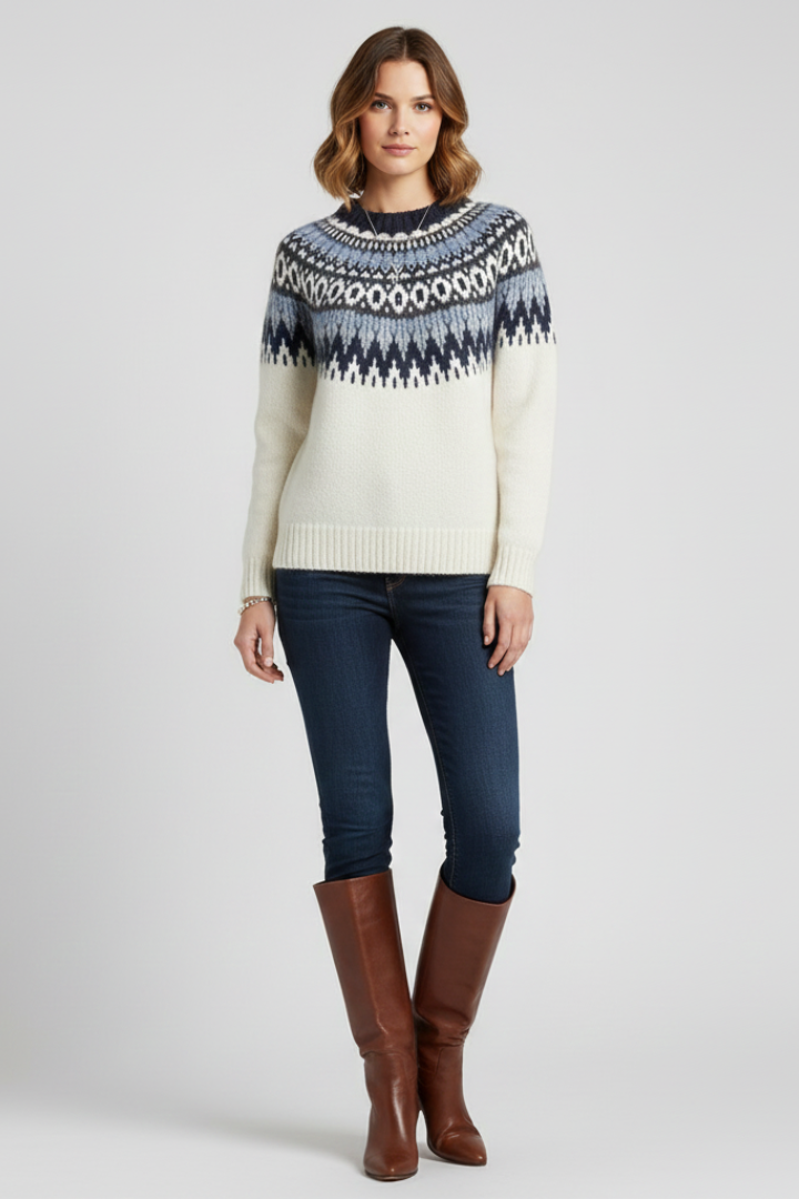 Women’s Jumper with Crew Neck and Ribbed Hem