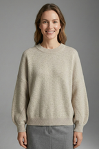 Women’s Jumper with Round Neck and Ribbed Cuffs